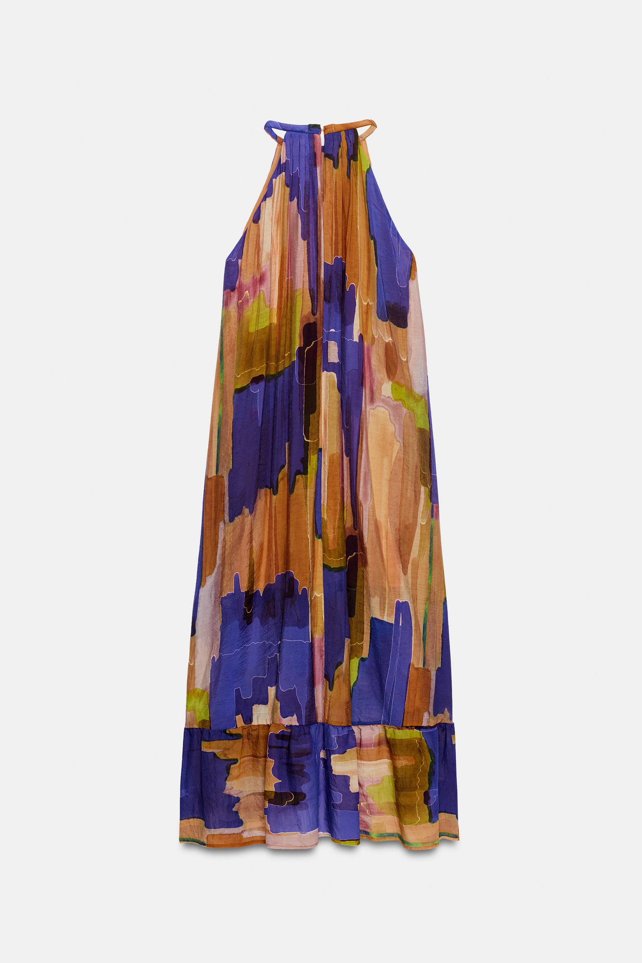ASYMMETRIC HEM PRINTED DRESS